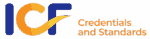 Logo image displaying "ICF" in stylized blue and orange letters, followed by the text "Credentials and Standards" in orange.