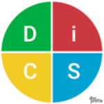 A circular diagram divided into four colored quadrants labeled D (green), i (red), S (blue), and C (yellow). The letters "discprofile" are in small text at the bottom right corner.